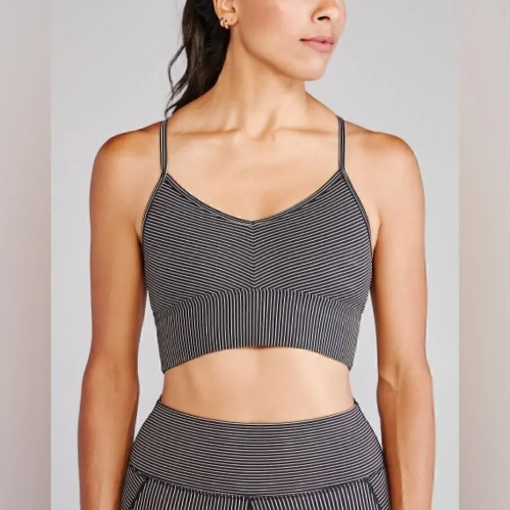 NWT. Glyder Premier Bra in Black & Adobe Rose Stripe Size XS